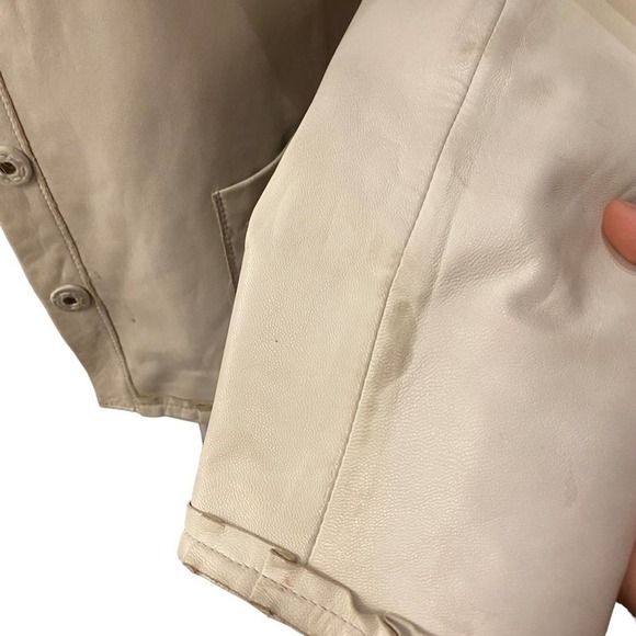 Elie Tahari xs white cream leather lamb blazer jacket button up - Picture 9 of 13